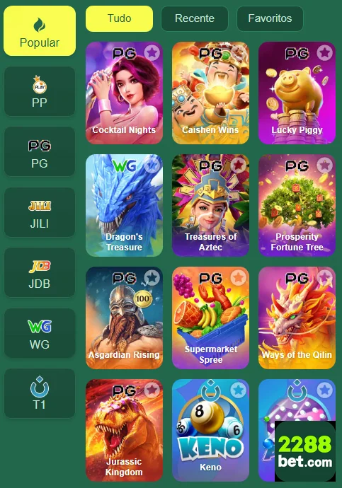 Tela do app 2288bet.com com jogos de cassino premium