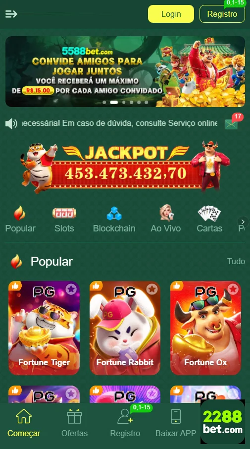 Aplicativo móvel da 2288bet.com com design glassmorphism